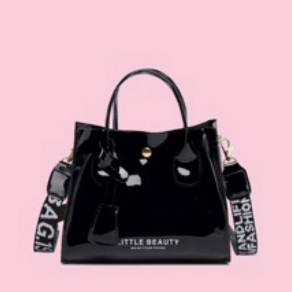 Small black shiny purse